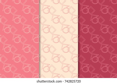 Geometric backgrounds. Cherry pink abstract seamless patterns for wallpapers or textile
