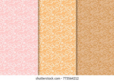 Geometric backgrounds. Colored abstract seamless patterns for wallpapers or textile