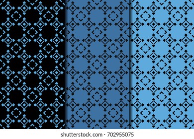 Geometric backgrounds. Dark blue vertical seamless wallpapers. Colored collection