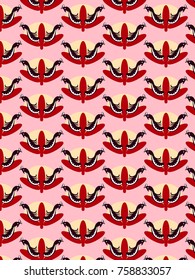 geometric backgrounds are made of blue, white, red.