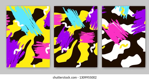 Geometric backgrounds. Memphis style. 80s years. Vector illustration