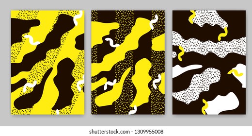 Geometric backgrounds. Memphis style. 80s years. Vector illustration