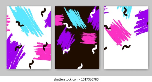 Geometric backgrounds. Memphis style. 80s years. Vector illustration