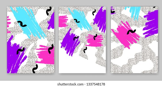Geometric backgrounds. Memphis style. 80s years. Vector illustration