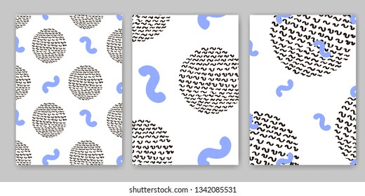 Geometric backgrounds. Memphis style. 80s years. Vector illustration