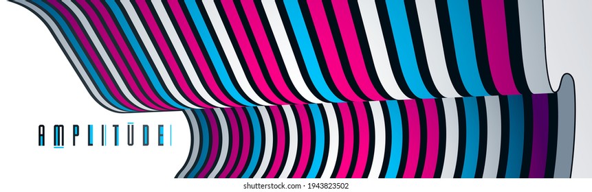 Geometric backgrounds with minimal parallel 3D lines vector abstract illustration, dimensional design cool element, funky style layout for ads posters banners and covers.