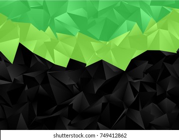 Geometric backgrounds, neon green and dark black.
