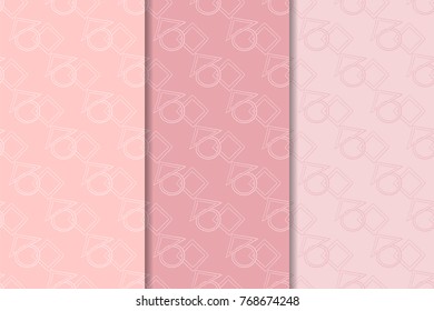 Geometric backgrounds. Pale pink abstract seamless patterns for wallpapers or textile