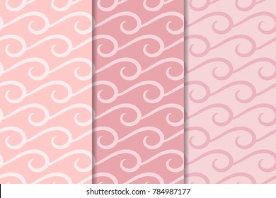 Geometric backgrounds. Pale pink abstract seamless patterns for wallpapers or textile