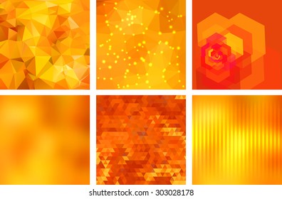 Geometric backgrounds set in bright orange autumn colors.