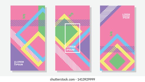 Geometric backgrounds set, vector illustration design. 4k resolution.