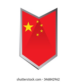 A geometric badge with the chinese flag on a white background
