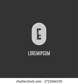 geometric badge E logo letter in gray color simple design concept.