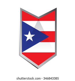 A geometric badge with the flag of puerto rico on a white background
