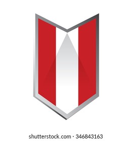 A geometric badge with the peruvian flag on a white background