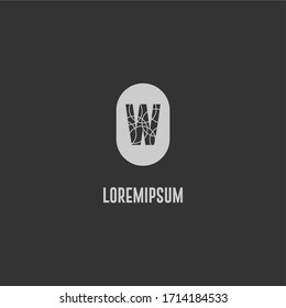 geometric badge W logo letter in gray color simple design concept.