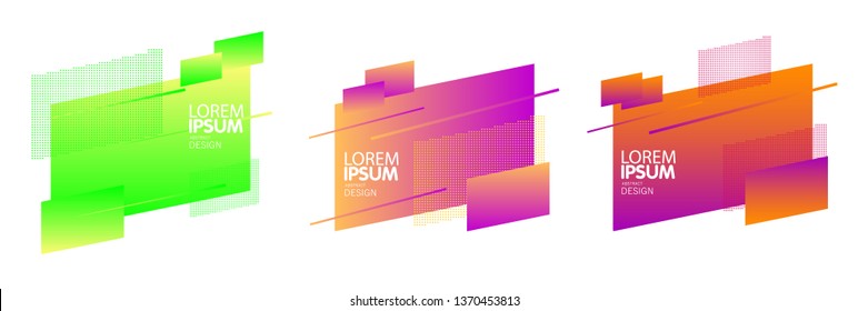 Geometric badges set. Trendy minimal design for banner web, app, poster vector. Abstract liquid shape. Fluid design. Gradient abstract banners with flowing liquid shapes