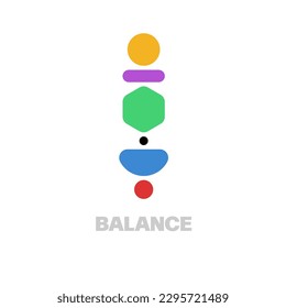 Geometric balance logo with shapes, harmony concept. Life coach icon, training, business concept, vector metaphor