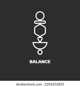 Geometric balance logo with shapes, harmony concept. Life coach icon, training, business concept, vector metaphor