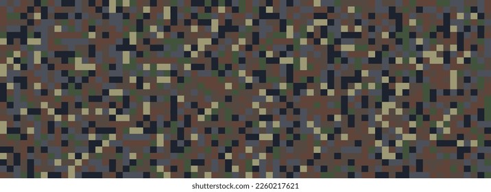 Geometric Banner in Army Camo colors. Retro Pixel Theme Banner. Vector Illustration. EPS 10