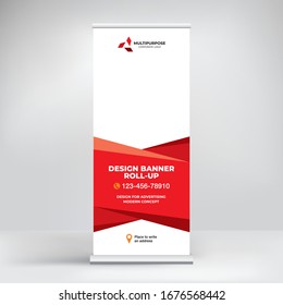 Geometric Banner design, roll-up. Stand for presentations, conferences, advertising banner for the exhibition and placement of advertising information	
