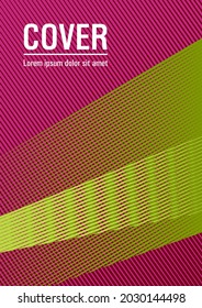 Geometrisches Bannerflyer, Vektorgrafik-Vorlage. Plastikdeckvorlage. Stilvolle Magazin-Broschüre. Lines Farbverlauf-Textur Booklet-Layout. Hintergrund der Werbung für Veröffentlichungen.