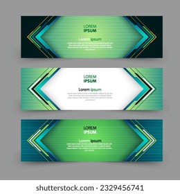 Geometric banner green and white background, vector presentation template design. Vector Illustration