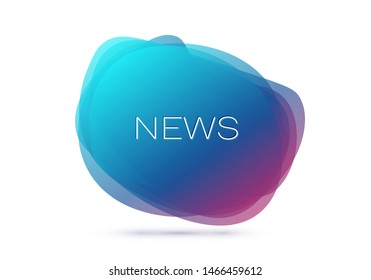 Geometric banner with inscription News on white background. Gradient abstract banner with flowing liquid shapes. Fluid color banner. Vector illustration