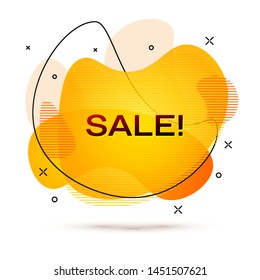 Geometric banner with inscription Sale on white background. Gradient abstract banner with flowing liquid shapes. Fluid color banner. Vector illustration