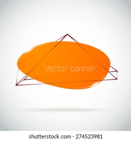 Geometric banner inside poligonal mesh on white background. Abstract form with connected lines.