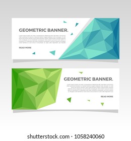 Geometric banner with low poly illustrations. 