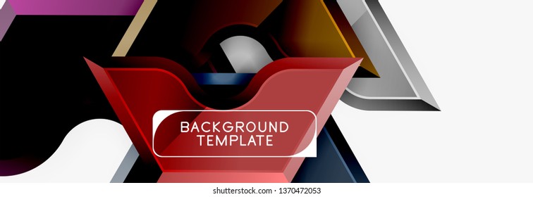 Geometric banner made of glossy geometric shapes, for background or abstract logo element. Vector template
