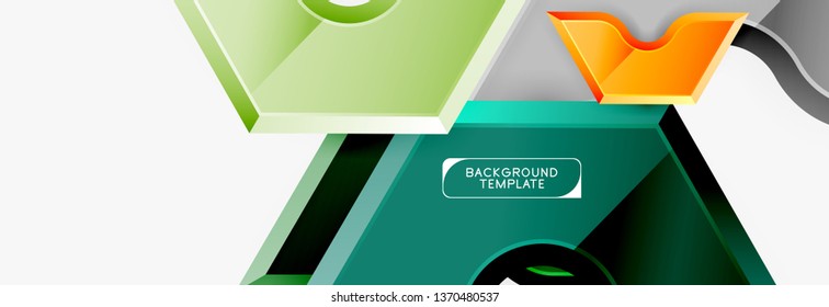Geometric banner made of glossy geometric shapes, for background or abstract logo element. Vector template