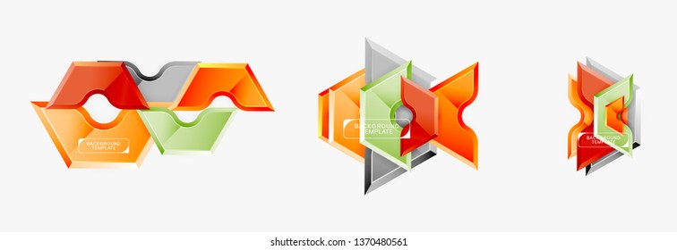 Geometric banner made of glossy geometric shapes, for background or abstract logo element. Vector template