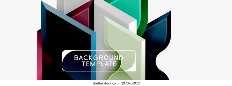 Geometric banner made of glossy geometric shapes, for background or abstract logo element. Vector template