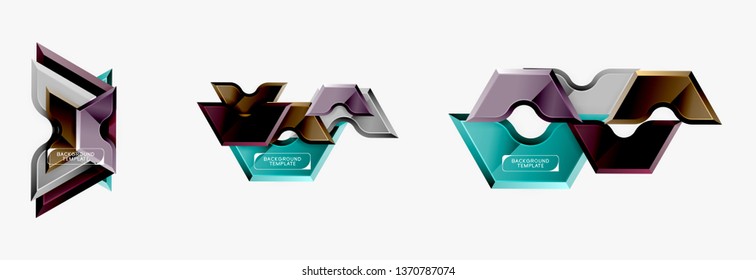 Geometric banner made of glossy geometric shapes, for background or abstract logo element. Vector template
