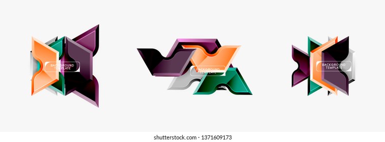 Geometric banner made of glossy geometric shapes, for background or abstract logo element. Vector template