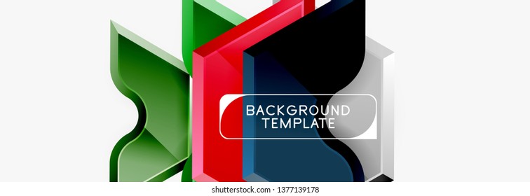 Geometric banner made of glossy geometric shapes, for background or abstract logo element. Vector template