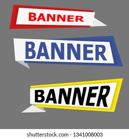Geometric banner set, red, yellow, blue
