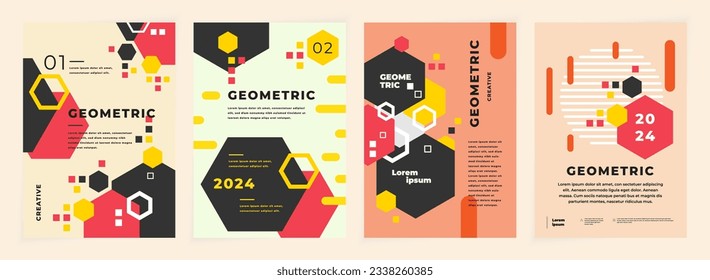 Pancarta geométrica. Conjunto de ilustraciones vectoriales. Fondos planos y limpios de estilo Aplicables a cualquier obra gráfica.