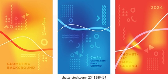 Geometric Banner. Set of Vector illustrations. Gradient and clean style backgrounds. Applicable for any graphic works.