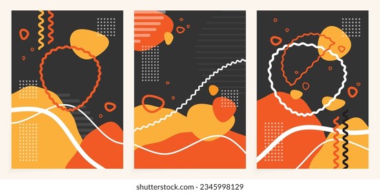 Geometric banner. Set of vector illustrations. Memphis and clean style backgrounds. Applicable for any graphic works.