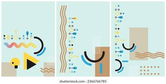 Geometric banner. Set of vector illustrations. Memphis and clean style backgrounds. Applicable for any graphic works.