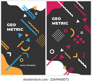 Geometric banner. Set of vector illustrations. Clean style backgrounds. Applicable for any graphic works.