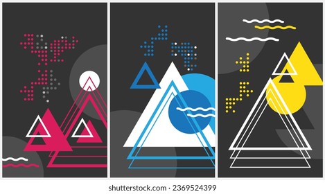 Pancarta geométrica. Conjunto de ilustraciones vectoriales. Fondos de estilo limpio. Aplicable a cualquier obra gráfica.