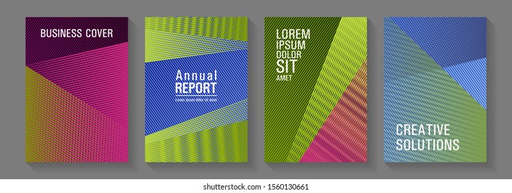 Geometric banner vector backgrounds. Minimal presentation backdrops. Stationery notebook covers design set. 2d abstract shapes tech compositions. Advertising commercial magazines.