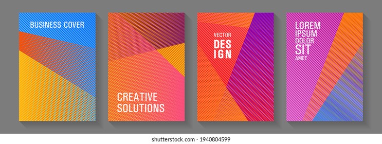 Geometric banner vector backgrounds. School presentation elegant leaflets. Abstract business catalogs concept. Trendy stationery folder backgrounds. Laconic rectangle cover templates set.
