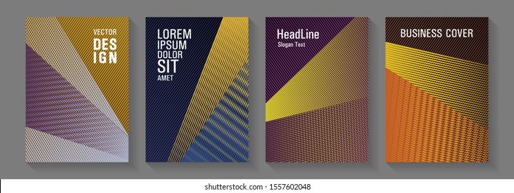 Geometric banner vector backgrounds. Trendy stationery folder backgrounds. Tech diagonal elements backdrops. Stationery notebook covers design set. Advertising commercial magazines.