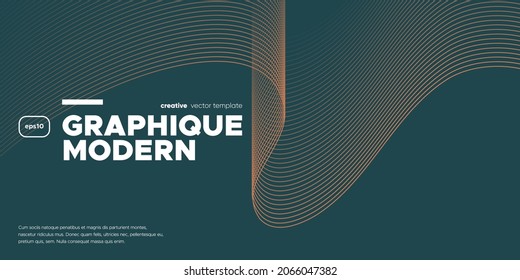 Geometric banner with wavy lines design. Presentation template. Vector illustration.