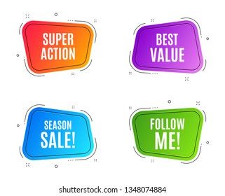 Geometric banners. Best value. Special offer Sale sign. Advertising Discounts symbol. Follow me banner. Clearance sale. Vector